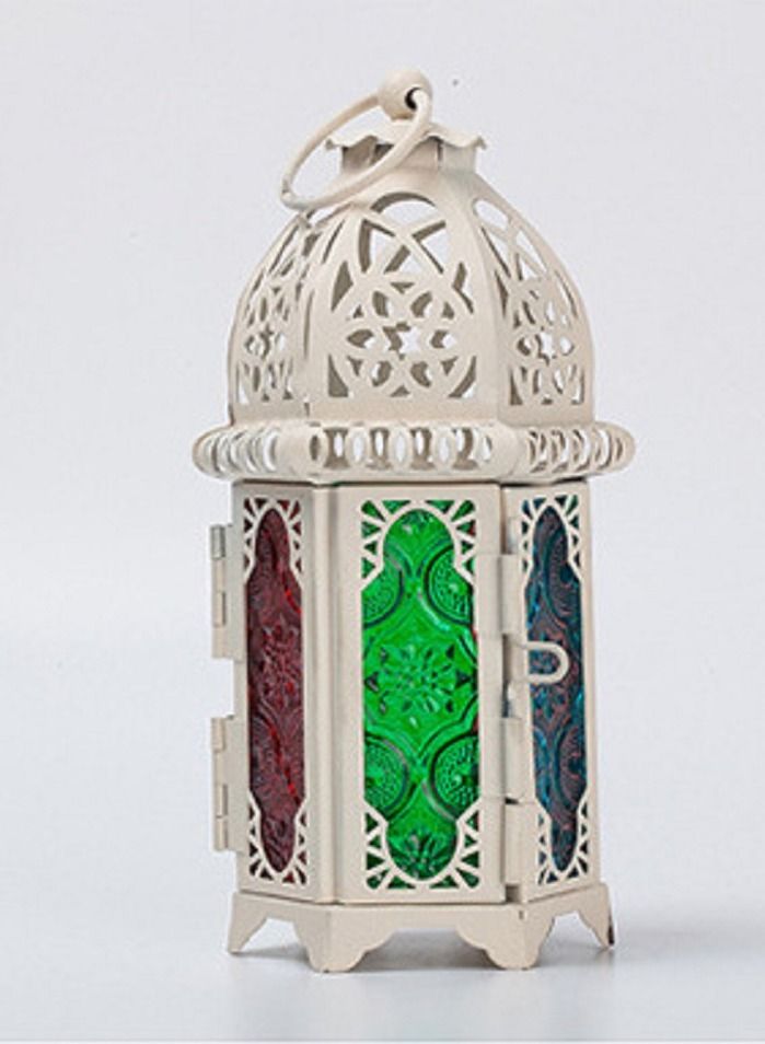 Y&D Decorative Ramadan Glass Candlestick Metal Wind Lamp - Image 1