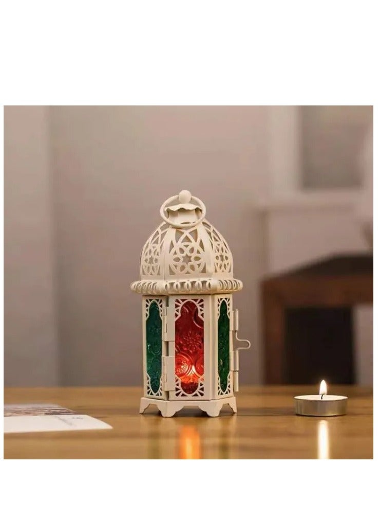 Y&D Decorative Ramadan Glass Candlestick Metal Wind Lamp - Image 3
