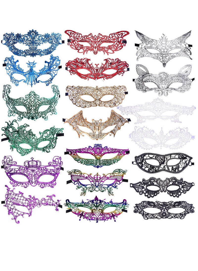 SOLARAE Masquerade Masks Bulk Lace Mask, 20 Pieces Women Venetian Mask for Party Ball - Image 1