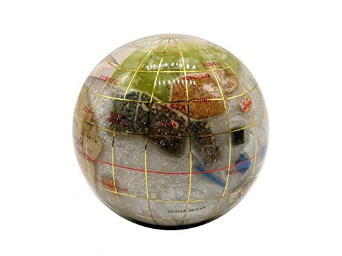 Unique Art Since 1996 Unique Art 3-Inch Pearl Swirl Ocean Gemstone World Globe Paper Weight - Image 5