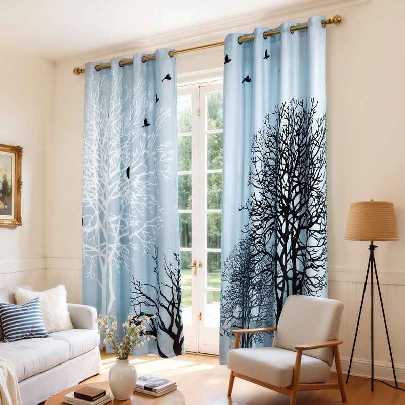 SUBRTEX Blackout Curtains 52Wx84L, Room Darkening Floral Curtains, Thermal Insulated 2 Panels Window Drapes, Boho Farmhouse Curtains for Living Room Bedroom Window Treatments, Light Blue - Image 4