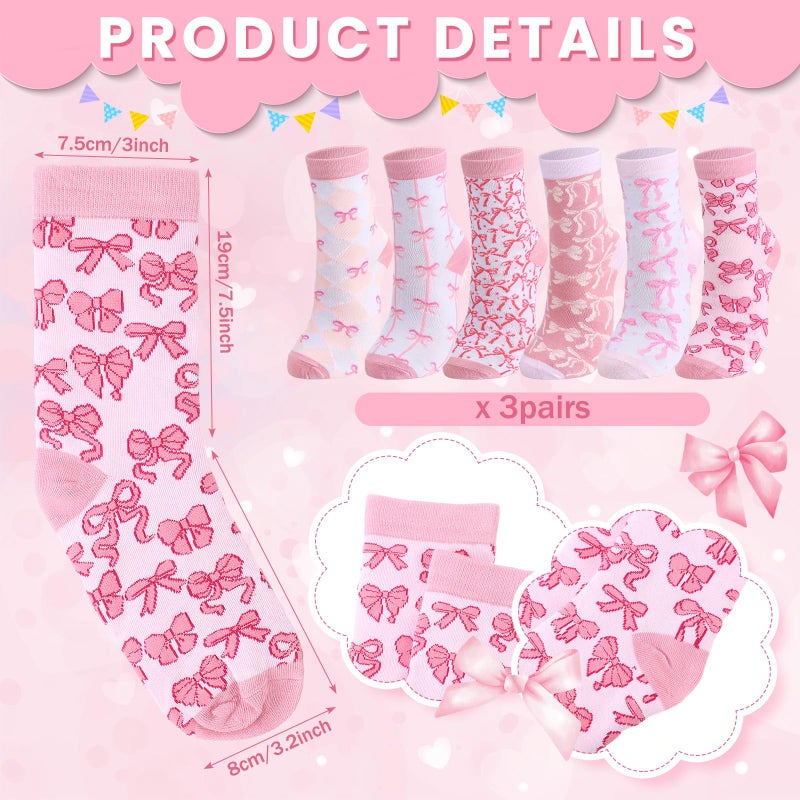 Jadive Valentine's Day Coquette Pink Bow Socks Pink Bow Women's Inspired Socks Ornament for Birthday Decor Gift(â€‹Normal,18 Pcs) - Image 4