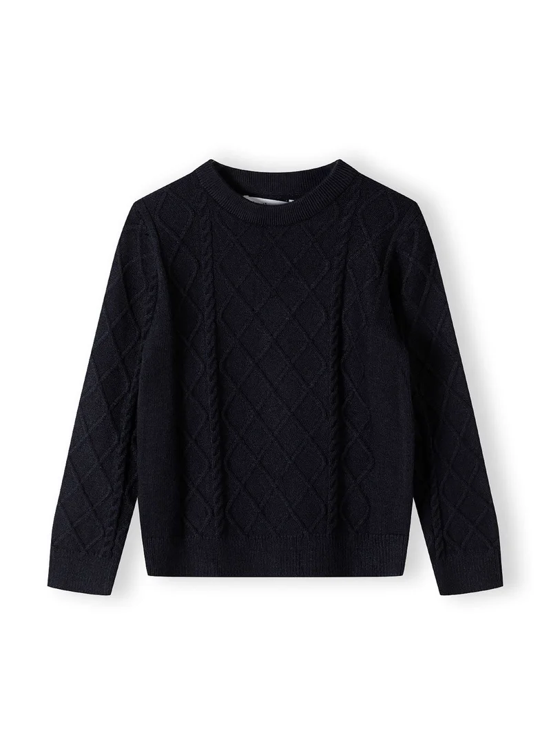 MINOTI Kids Boys Textured Crew Neck Jumper with Cable Pattern
