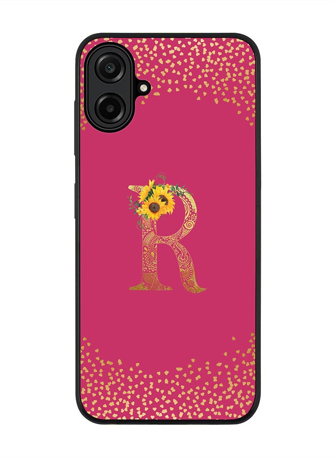 Stylizedd For Samsung Galaxy A07 4G Case,Slim fit Camera Protection, Shockproof Thin Phone cover  - Custom Floral Monogram - R ( Deep Pink )