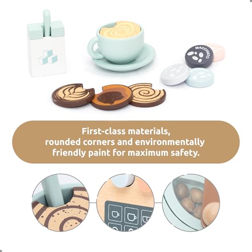 UMU Wooden Toy Coffee Maker for Kids  Pretend Play Kitchen Accessory for Toddlers  Role Play Espresso Machine Set  Montessori Toy for Ages 3 4 5 6 - Image 5