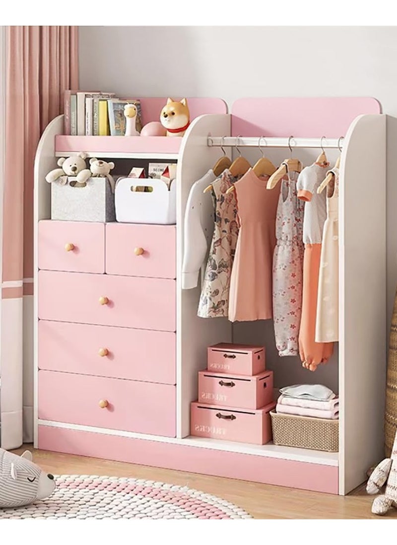 CityRiya-Long Kids Wardrobe, Kids Dress Up Storage, Children Closet Cabinet Storage Organizer, Kids Armoire Dresser Organizer, Girls Boys Clothes Storage Cabinet, Kids Costume Closet Wardrobe Pink  - Image 1