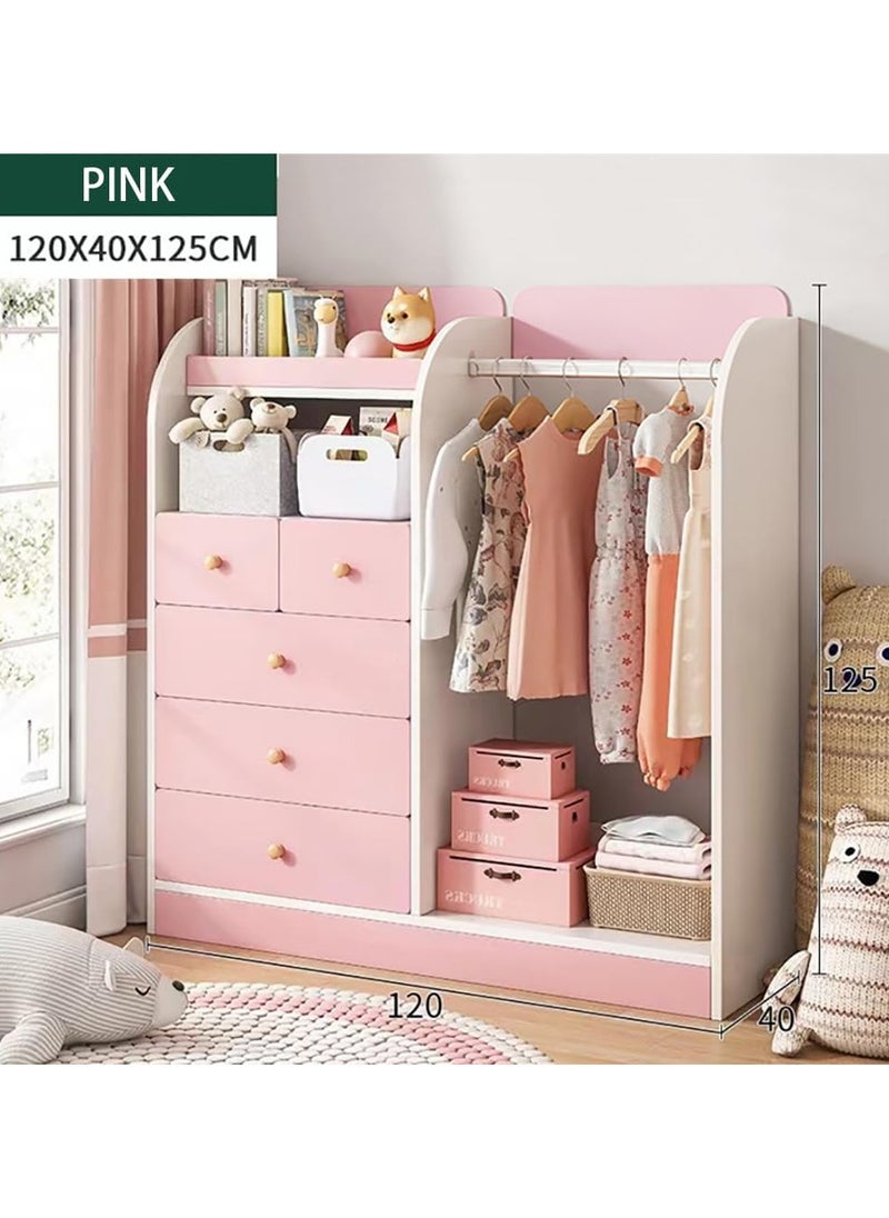 CityRiya-Long Kids Wardrobe, Kids Dress Up Storage, Children Closet Cabinet Storage Organizer, Kids Armoire Dresser Organizer, Girls Boys Clothes Storage Cabinet, Kids Costume Closet Wardrobe Pink  - Image 2