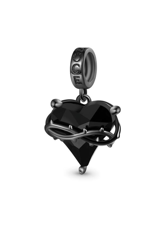 GNOCE Halloween Heart Thorn Pendant Charm Sterling Silver Dangle Halloween Charm Fit Bracelet/Necklace for Women Wife/Jewelry Gift - Image 1