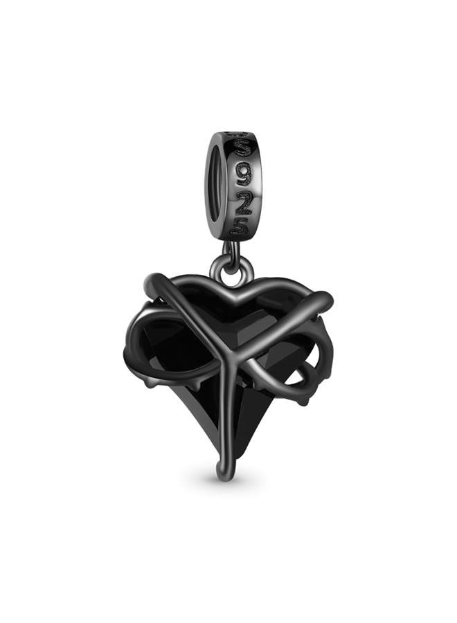 GNOCE Halloween Heart Thorn Pendant Charm Sterling Silver Dangle Halloween Charm Fit Bracelet/Necklace for Women Wife/Jewelry Gift - Image 2