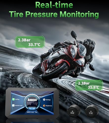 Aoocci C3 Plus Motorcycle Carplay, 5-inch HD Touchscreen, GPS Navigation System with Apple CarPlay & Android Auto, IP67 Waterproof, Support Siri(for CarPlay only), Real-Time TPMS - Image 5