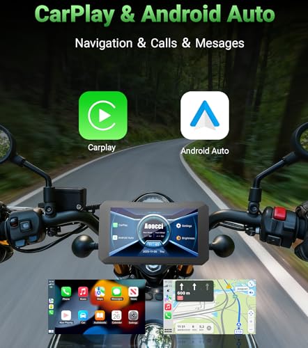 Aoocci C3 Plus Motorcycle Carplay, 5-inch HD Touchscreen, GPS Navigation System with Apple CarPlay & Android Auto, IP67 Waterproof, Support Siri(for CarPlay only), Real-Time TPMS - Image 2