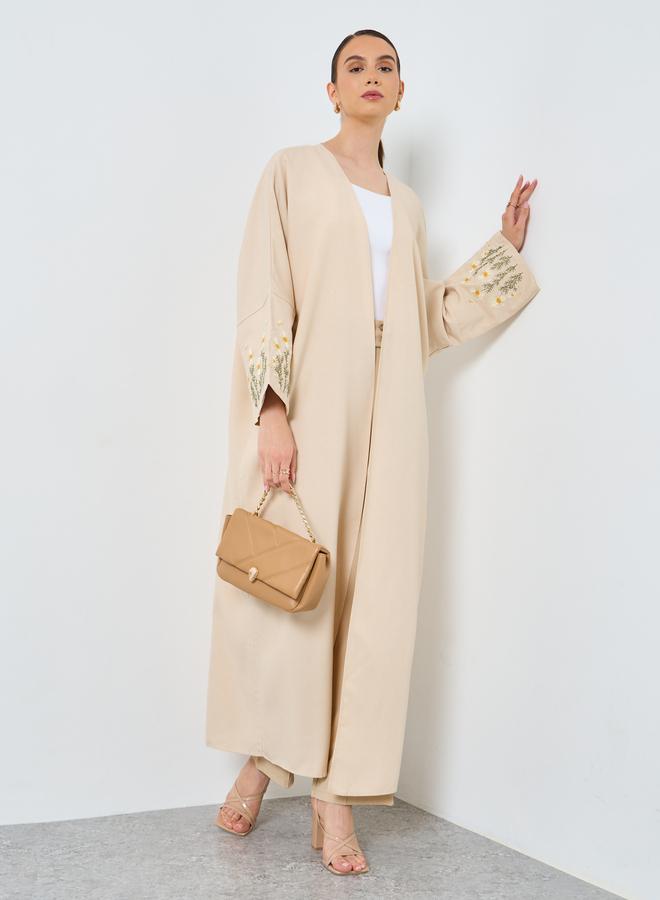 تايك تو عباية مفتوحة بأكمام مطرزة - Image 1