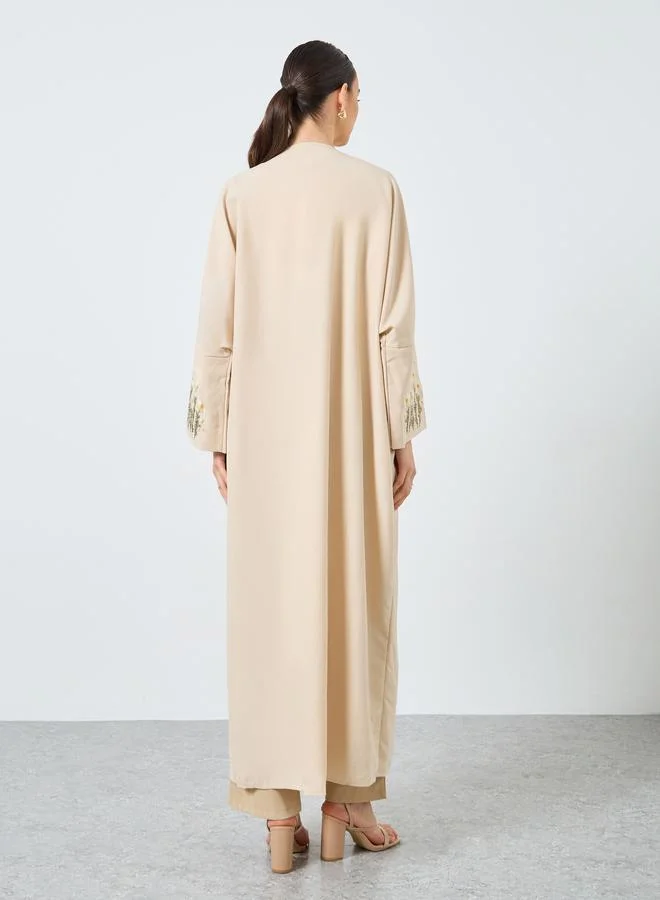 Take Two Take Two Embroidery Sleeve Open Front Abaya
