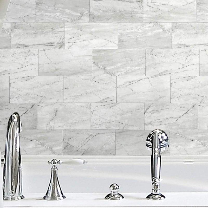 Be nice Peel and Stick Backsplash Large Bathroom Subway Tiles,Kitchen Shower Wall Stickers Waterproof(23Tiles) Gray White - Image 5