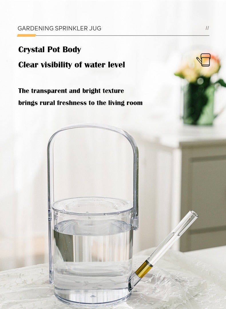 عربست علبة سقاية، علبة سقاية بلاستيكية أسطوانية شفافة مع قلم تحديد وعلبة سقاية ذات فوهة طويلة للنباتات الداخلية والخارجية والنباتات العصارية والزهور - Image 3