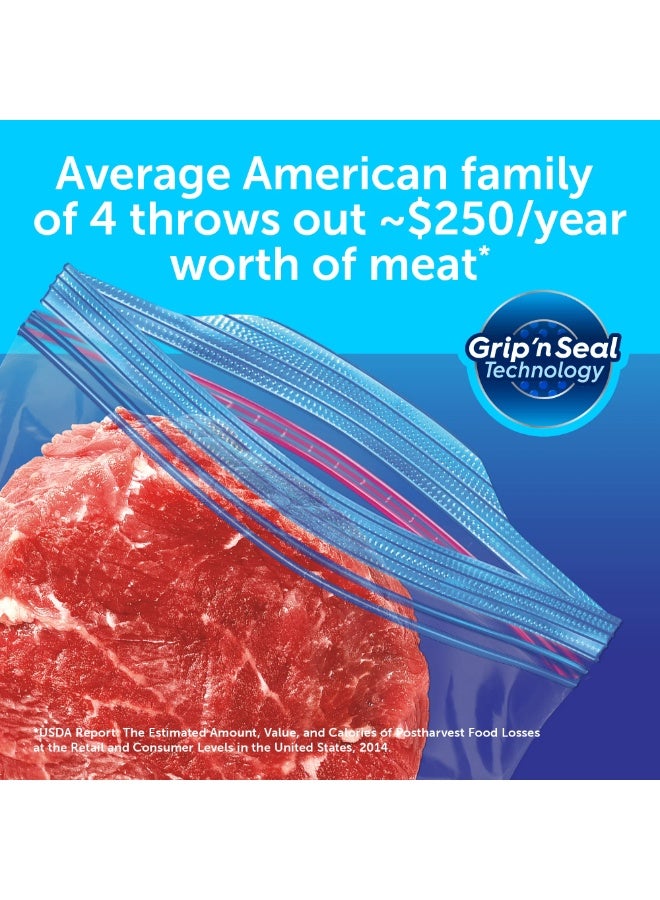 زيبلوك أكياس تجميد كوارت مع تقنية Grip 'N Seal عبوة من 38 كيسًا - Image 4