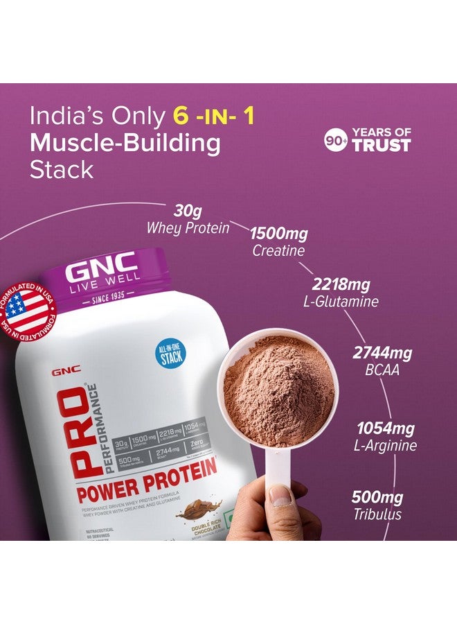 GNC Pro Performance Power Protein | 2 lbs/907 Grams | 6 In One Stack | 1500 Mg Creatine| Zero Added Sugar| 2744 MG BCAA | Informed Choice Certified | 30g Protein | 2.2g L-Glutamine | Energy Features Enzymes For Better Digestion | Double Rich Chocolate| Formulated In USA - Image 2