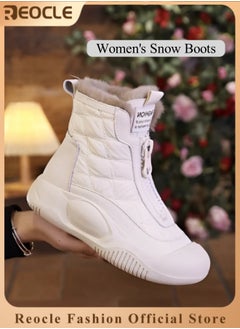 REOCLE Women's Snow Boots Comfortable Anti-slip Short Shoes Warm Fur Lined Waterproof Booties Minimalist Winter Snow Boots High Top Snow Boots  - Image 1