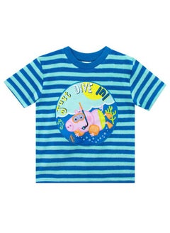 Peppa Pig T-Shirt and Shorts | George Pig Clothes for Summer | Boys Beach Shirt and Short Set Blue 3T  - Image 2