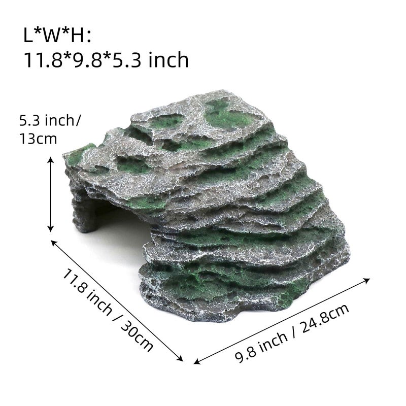 relaqcc Large Reptile Hide Shale Scape Step Ledge, Reptile Cave Hideout, Bearded Dragons Accessories, Basking Rocks for Bearded Dragons (Large-B-11.8 * 9.8 * 5.3) - Image 2