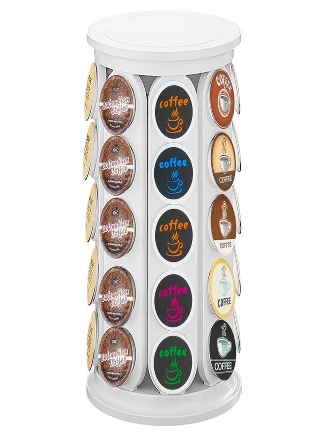 Vurlexat Coffee Pod Storage Compatible with Keurig Kcup Cafe Carousel, 360° Rotating K Cups Pods Carousel Holder, Kcup Storage Organizer Stand with 40 Keurig Kcup Pods (Off White Beige) - Image 1