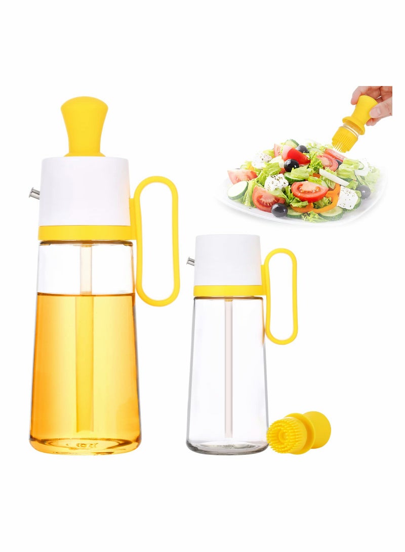 Excefore Glass Olive Oil Dispenser Bottle with Silicone Brush 3 In 1 Silicone Dropper Measuring Oil Dispenser Bottle for Kitchen Cooking Frying Baking Vinegar Turkey BBQ Frying Baking - Image 1