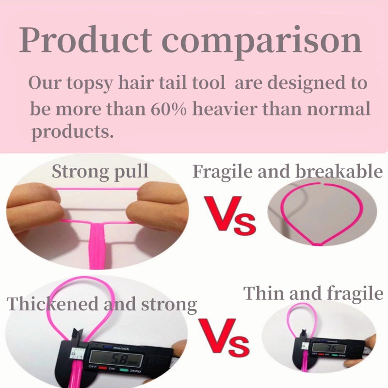 Schembo Topsy Tail Hair Tool Set - 6pcs Loop Styling Tool, Ponytail Pull Through, Two Sizes, 3 Colors (Pink/Purple/Blue) for Women, Girls & Kids - Image 5