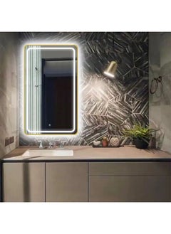 NAFEH LED Bathroom Mirror Lighted Makeup Vanity Mirror With Lights Rectangular Wall Mounted Mirror Dimmable and changing lights  - Image 1