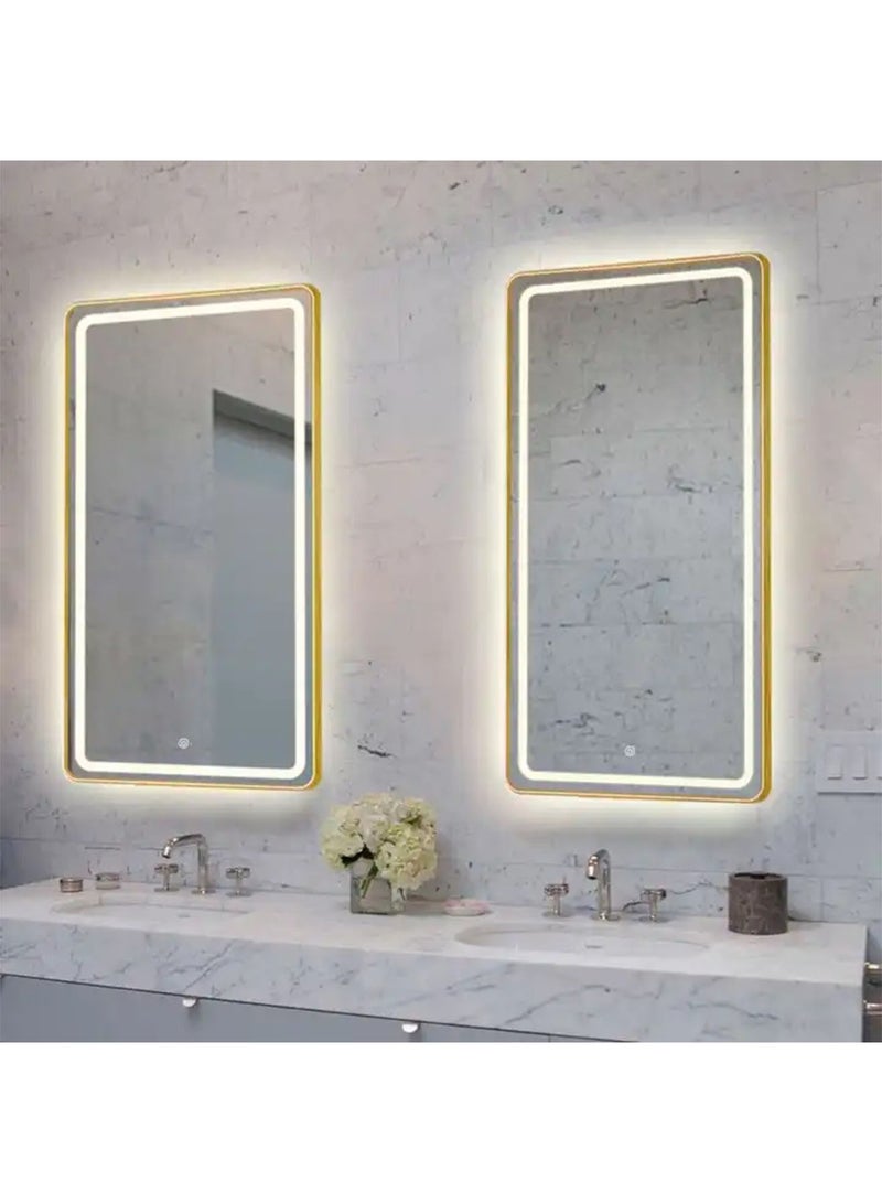 NAFEH LED Bathroom Mirror Lighted Makeup Vanity Mirror With Lights Rectangular Wall Mounted Mirror Dimmable and changing lights - Image 2