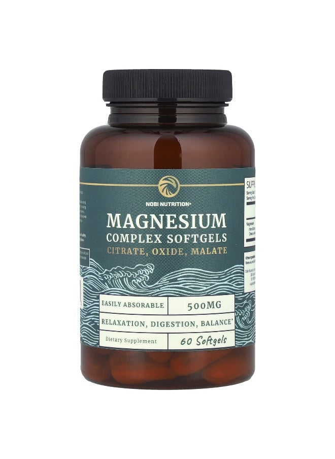 Nobi Nutrition - Nobi Nutrition, Magnesium Complex, 500 mg , 60 Softgels - Image 1