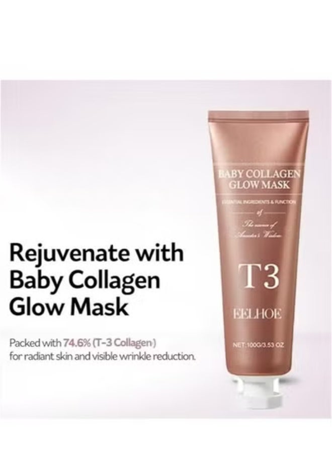 EELHOE T3 Collagen Pestlo Mask, Pestlo Baby Collagen Glow Mask, Pestlo T3 Collagen Mask, T3 Collagen Peel Off Mask, Korean Skin Care Facial Mask, Anti Wrinkle Firming Face Masks (2PC) - Image 3