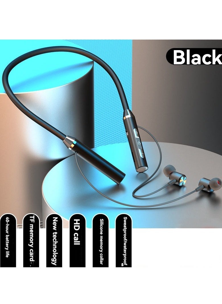 Generic Wireless Bluetooth Sports Headphones Hanging Neck Style Ultra-Long Standby Bluetooth Music Headphones Black  - Image 1