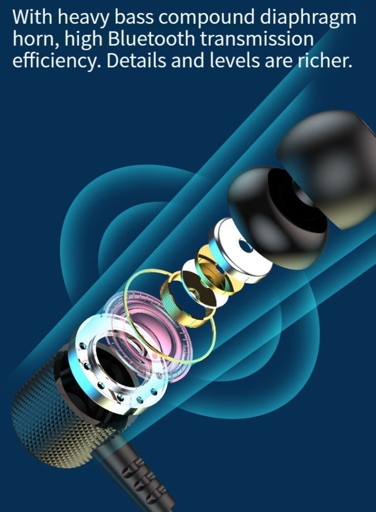 Wireless Bluetooth Sports Headphones Hanging Neck Style Ultra-Long Standby Bluetooth Music Headphones Black - Image 4