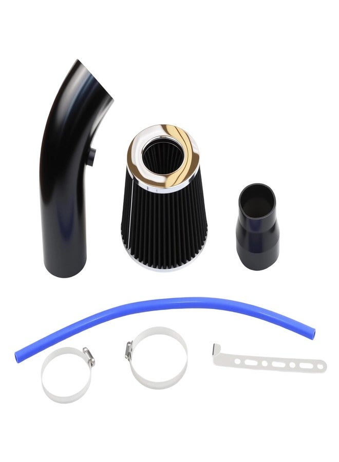 MINGABC Cold Air Intake Pipe, 76mm 3 Inch Universal Performance Car Cold Air Intake Turbo Filter Aluminum Automotive Air Filter Induction Flow Hose Pipe Kit (BLACK) - Image 1