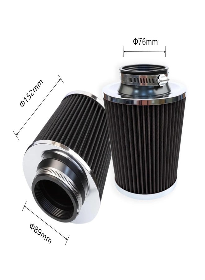 MINGABC Cold Air Intake Pipe, 76mm 3 Inch Universal Performance Car Cold Air Intake Turbo Filter Aluminum Automotive Air Filter Induction Flow Hose Pipe Kit (BLACK) - Image 4