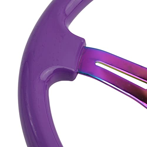 YEHICY 350mm 14" Racing Sport Steering Wheel Drifting Deep Dish 6 Bolts Purple Classic ABS Steering Wheel with Neo Chrome Spoke and Horn Button - Image 4