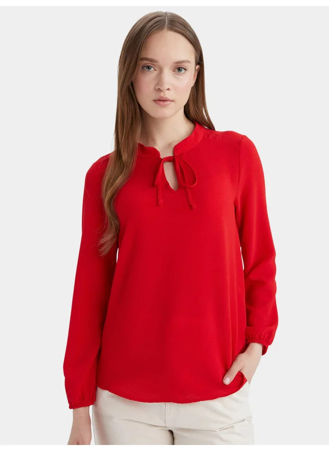 DeFacto DeFacto Women Red Solid Long Sleeve Blouse
