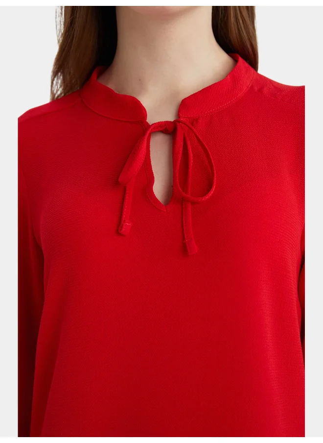 DeFacto DeFacto Women Red Solid Long Sleeve Blouse