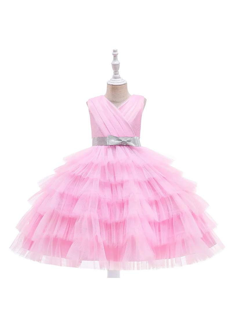 D'Daniela Mia Hot Pink Party Dress with belt