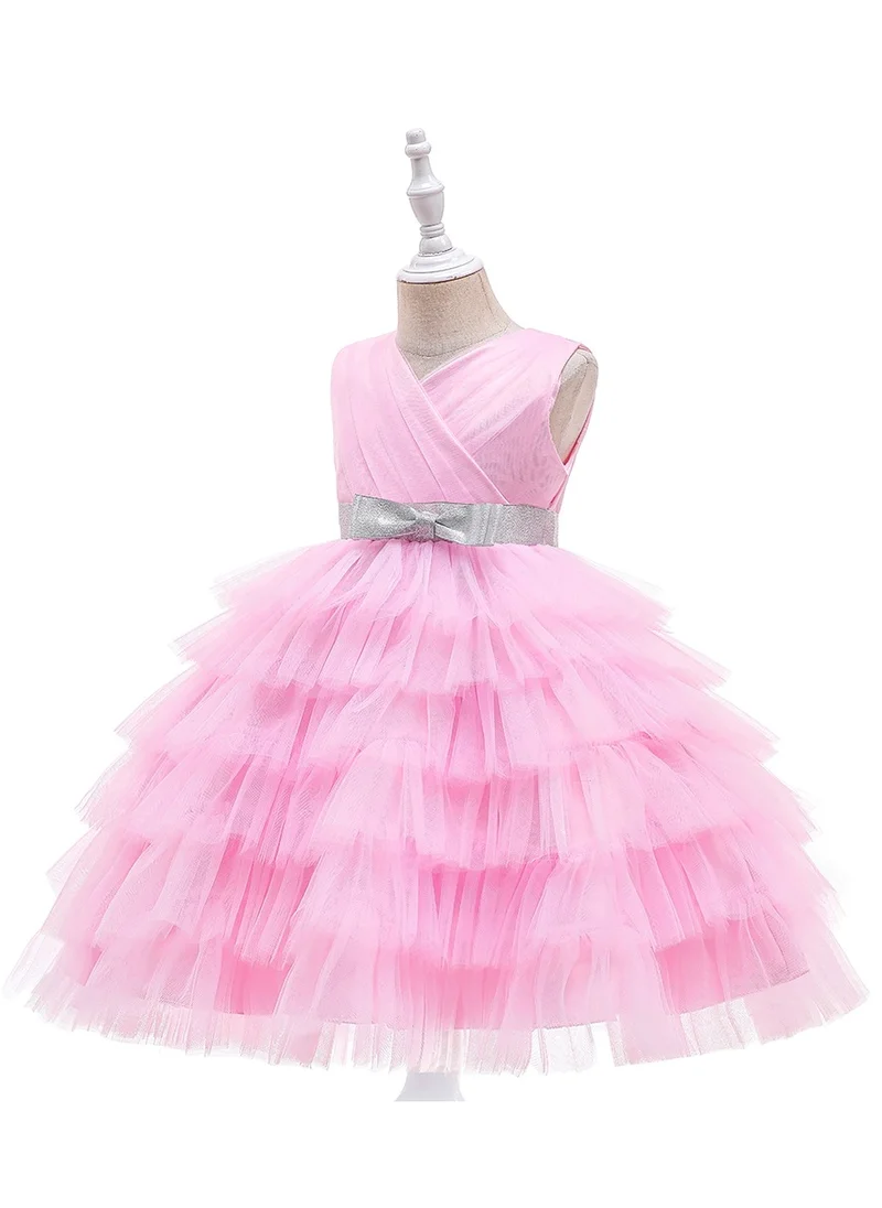 D'Daniela Mia Hot Pink Party Dress with belt