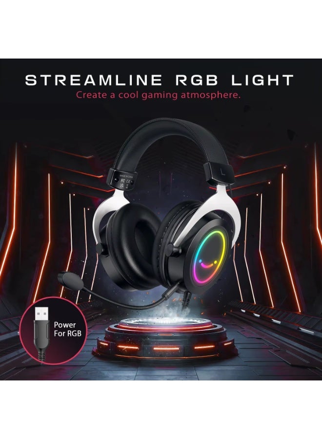 فيفين سماعة رأس للألعاب من FIFINE مزودة بإضاءة RGB ديناميكية/ميكروفون/وحدة تحكم مدمجة، ووسادات أذن من إسفنج الذاكرة فائق النعومة، لأجهزة الكمبيوتر الشخصية، وPS4، وPS5، وXbox، وأجهزة الكمبيوتر المحمولة - H3 - Image 3