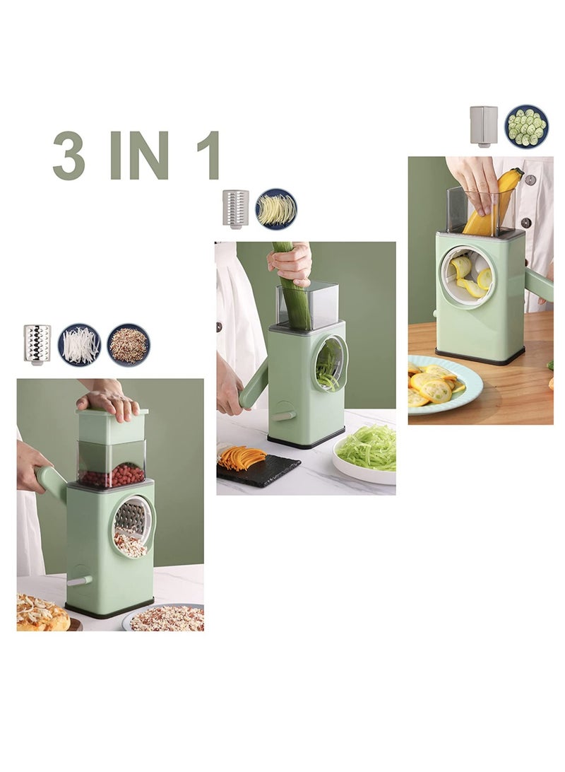ELTRAZONE Rotary Vegetable Cutter + Cheese Grater -  Vegetable Shredder Round Mandoline Slicer, Grater, Salad Maker - Large Feed Port - Suction Base - Vegetable, - Image 2