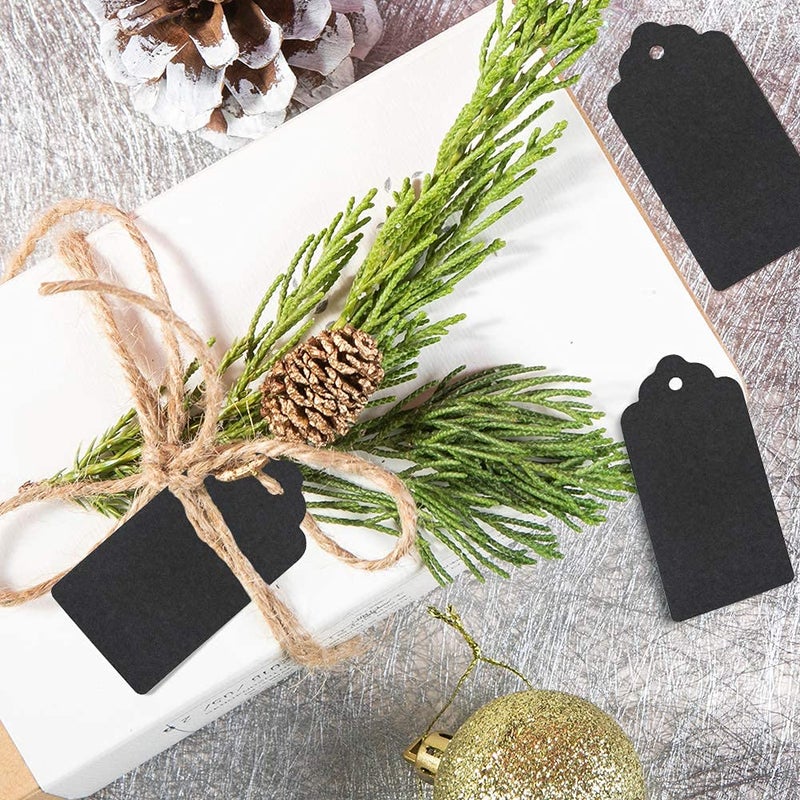 g2plus Kraft Paper Tags, 2'' x 4'' Paper Gift Tags with Twine for Arts and Crafts, Wedding Christmas Thanksgiving and Holiday-100PCS (Black) - Image 5