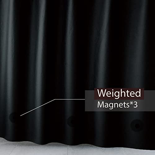 TIKABC Black Shower Curtain Liner, 4G PEVA Shower Liner, Plastic Waterproof Shower Curtains, 72x72 inch with Grommet Holes 3 Magnetic Weights(Black) - Image 4
