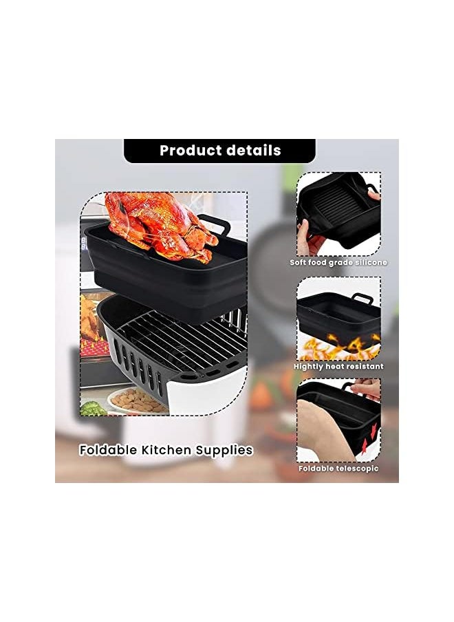 wisfunlly 2Pcs New Upgrade Collapsible Silicone Pot for Ninjas Dual Air Fryer, Foldable Silicone Double Air Fryer Liners Basket, Air Fryer Rack Accessories for Air Fryer, Oven and Microwave  - Image 3