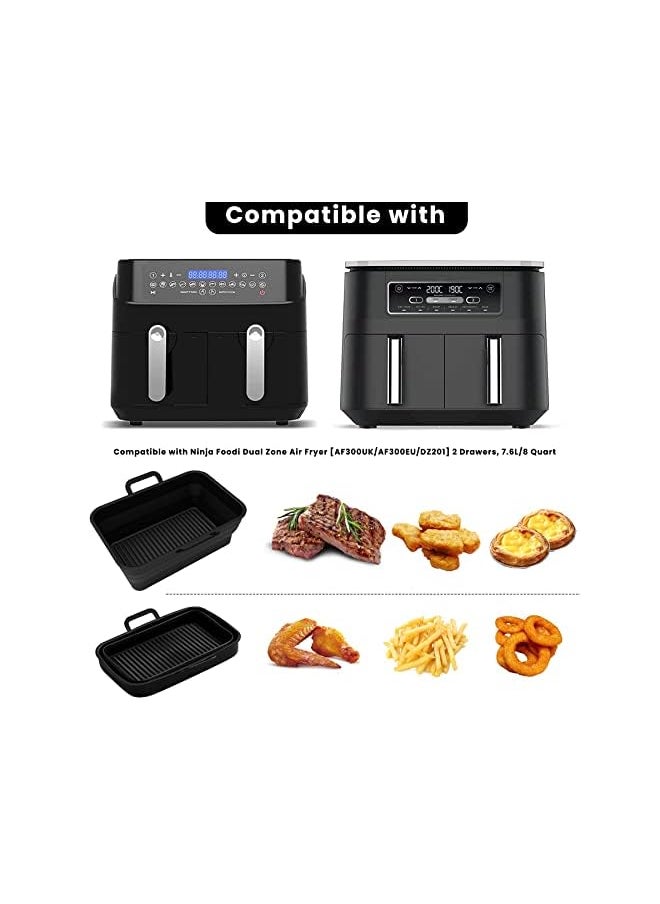 wisfunlly 2Pcs New Upgrade Collapsible Silicone Pot for Ninjas Dual Air Fryer, Foldable Silicone Double Air Fryer Liners Basket, Air Fryer Rack Accessories for Air Fryer, Oven and Microwave  - Image 2