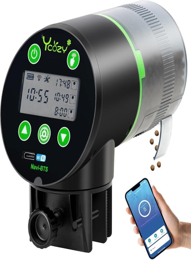 Ycozy WiFi Automatic Fish Feeder for Aquarium with Remote APP Control, Plug Powered, with Plug & USB-C Cable Vacation Auto Fish Food Dispenser for Small Tank/Betta/Turtle - Image 1