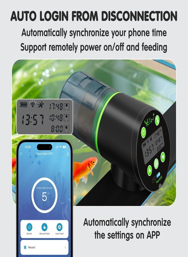 Ycozy WiFi Automatic Fish Feeder for Aquarium with Remote APP Control, Plug Powered, with Plug & USB-C Cable Vacation Auto Fish Food Dispenser for Small Tank/Betta/Turtle - Image 5