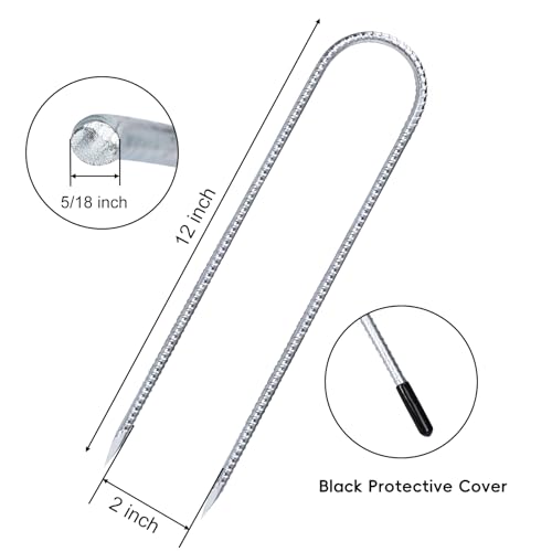 CEWOR 6 Pack 12 Inch Trampoline Stakes Heavy Duty High Wind Trampoline Anchors U Hook Galvanized Rebar Tent Stakes Ground Staples for Garden Fence Swing Soccer Goal - Image 3