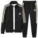 2024 Autumn Hot Style Mens Sports Suit Mens Sweatshirt and Sweatpants Suit Cardigan Zipper Two-Piece Sportswear Men Black